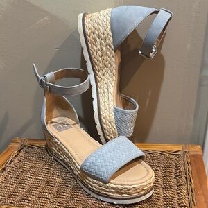 Dolce Vita Woven Platform Espadrille Sandals BlueGray Ankle Strap Size 8